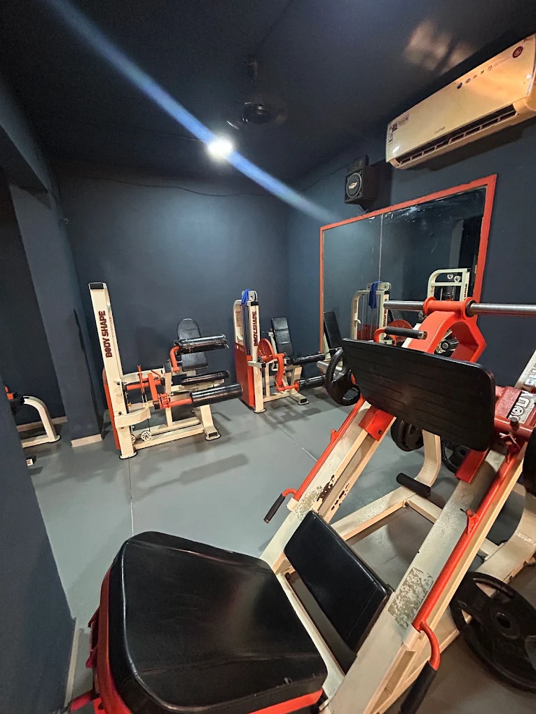 Muscle building equipment setup